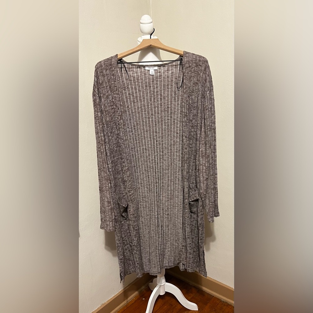 Nine West Gray/Brown Ribbed Knit Sweater